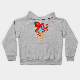 Strawberry ice cream, octopus, ice cream and summer Kids Hoodie